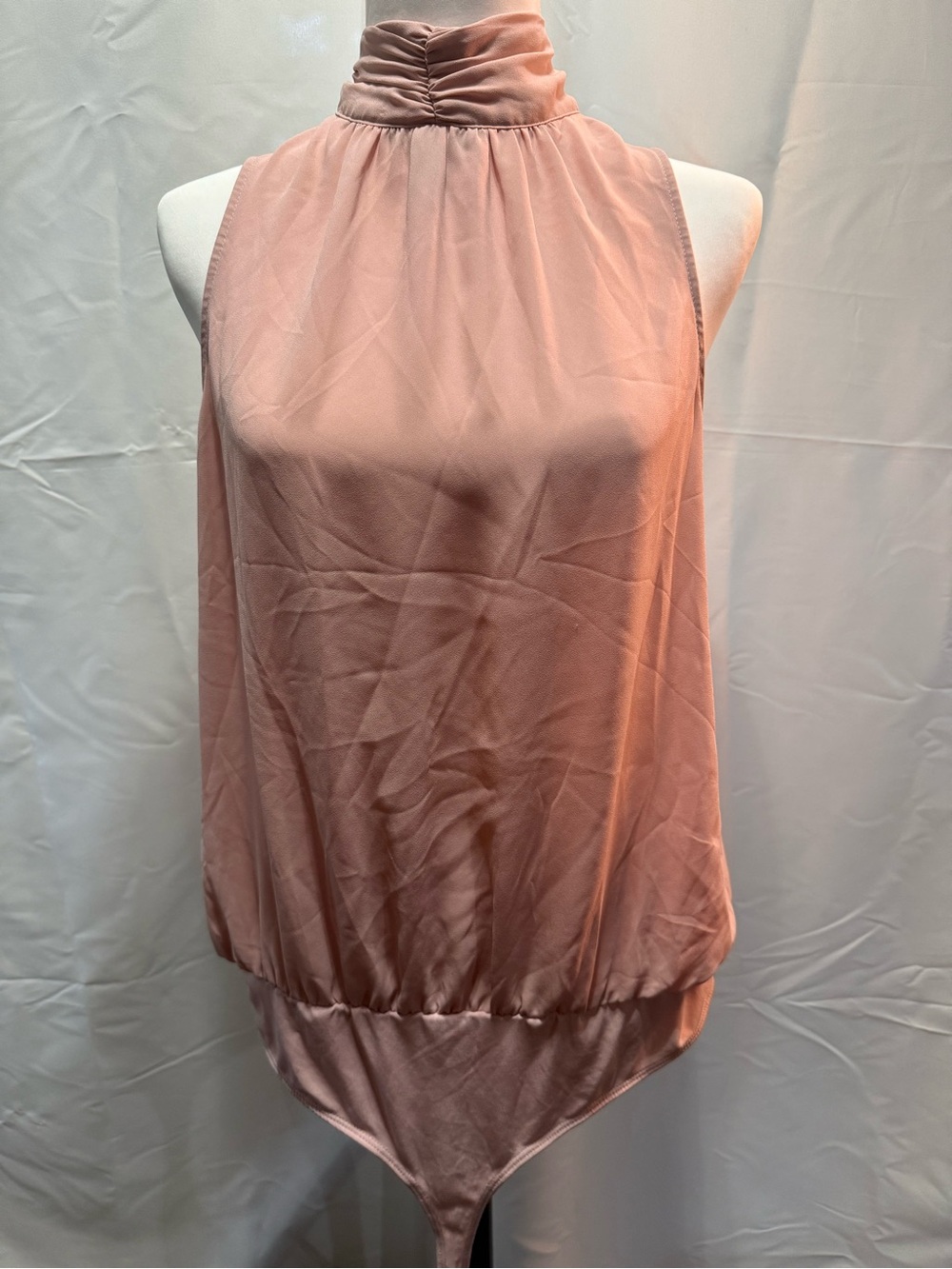 Express Sleeveless High-Neck Blouson Bodysuit - Blush Pink